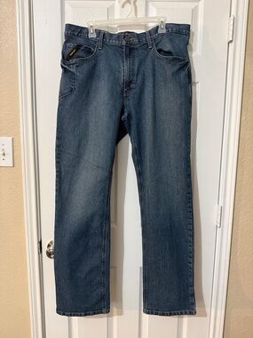 Ariat Men's Rebar Relaxed Boot Straight Leg Jeans in Dark Blue Denim- Sz 38/34